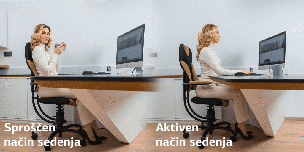 Ženska sedi na stolu pasivno in aktivno
